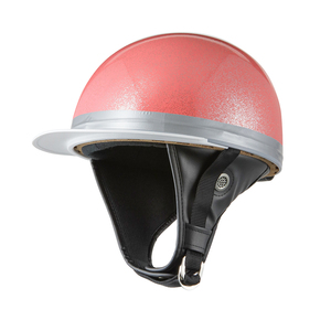 ヘルメット コルク半キャップ 三つボタン ピンクラメ 新品　半ヘル 57cm～60cm未満 半帽 バイクパーツセンター