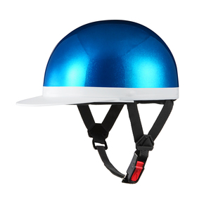 ヘルメット 半キャップ 白ツバ ブルーラメ 57cm～59cm未満 半ヘル 新品 SG規格・PSCマーク取得 バイクパーツセンター