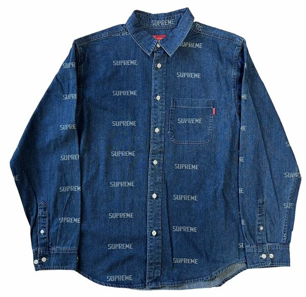【新品】SUPREME シュプリーム【Logo Denim Shirt】2019年春夏 19SS ジャガードロゴ ロングスリーブ デニムシャツ サイズ：M ブルー