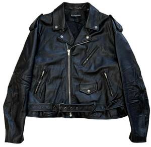 BALENCIAGA Balenciaga [485716 TWH15] used Vintage processing oversize leather double rider's jacket 46 size 