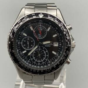 K11033 SEIKO セイコー CHRONOGRAPH クロノグラフ 100M 黒文字盤 デイト 7T92-0CF0 メンズ クォーツ QUARTZ QZ 腕時計 R5年11月電池交換済