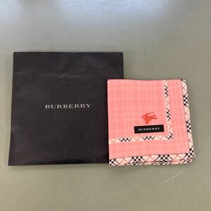 【BURBERRY ハンカチ ピンク】バーバリー 中古品 布類【B7-1②】1103