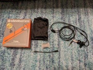 0511u1834　SteelSeries ゲーミングイヤホン マイク着脱式 Tusq ノイズキャンセリング 耳掛け ブラック 