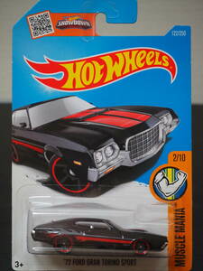 HOTWHeeLs 72 FORD GRAN TORINO SPORT 黒 フォード グラン トリノ スポーツ ミニカー マッスルカー ローダウン アメ車 ホットウィール