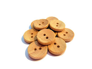 手芸 和洋裁用釦 ボタン 天然木 WOOD 天然ツゲの木 プレーン二つ穴ボタン（11.5mm10個入り）bol103