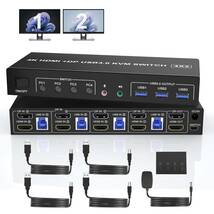 4PC USB 3.0 Displayport + HDMI デュアル モニター KVMスイッチ ディスプレイ切替器 Displayport HDMIモニター4PC _画像1