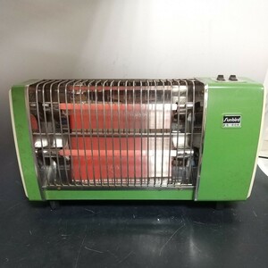 8798【同梱NG】SUNBIRD/ES-606/長崎屋/反射式/電気ストーブ/ヒーター/昭和レトロ/300W/600W/緑/転倒オフ/動作品/45×25×15㎝