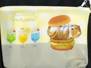 新品タグ付き モフサンド mofusand 小物入れ マチつきポーチ ビニールポーチ 化粧コスメ 猫 ケース 雑貨 財布 コインパース ハンバーガー