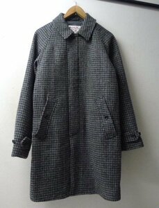 ◆BEAMS+ Harris Tweed ビームスプラス 上質 美品 防寒 GORE WIND ハリスツィード 千鳥柄 ステンカラーコート グレー サイズM