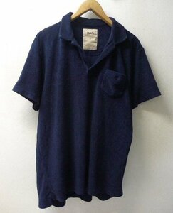 ◆OAS オーエーエス XL パイル地 スキッパー ポロシャツ インディゴ ネイビー サイズXL 美品