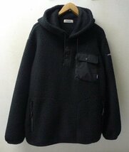 ◆RADIALL ラディアル SMOKEY CAMPER HOODED SHIRT L/S フリース プルオーバー パーカー 黒 サイズM 美_画像1