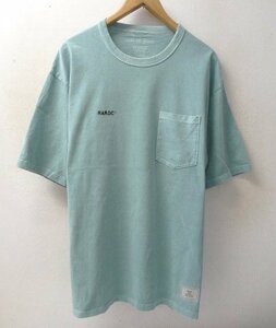 ◆ROUGH AND RUGGED ラフアンドラゲッド XL ロゴ刺繍 ポケット付き Tシャツ 染めグリーン系 サイズXL　23ss