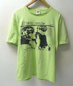 ◆BLACK WAX SONIC YOUTH ソニックユース アートプリント クルーネック Tシャツ グリーン サイズL 希少