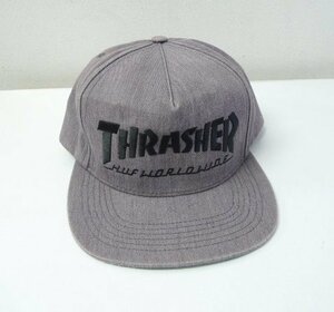 ◆HUF ハフ × THRASHER スラッシャー ロゴ刺繍 キャップ　調性可能 ウォッシュ加工