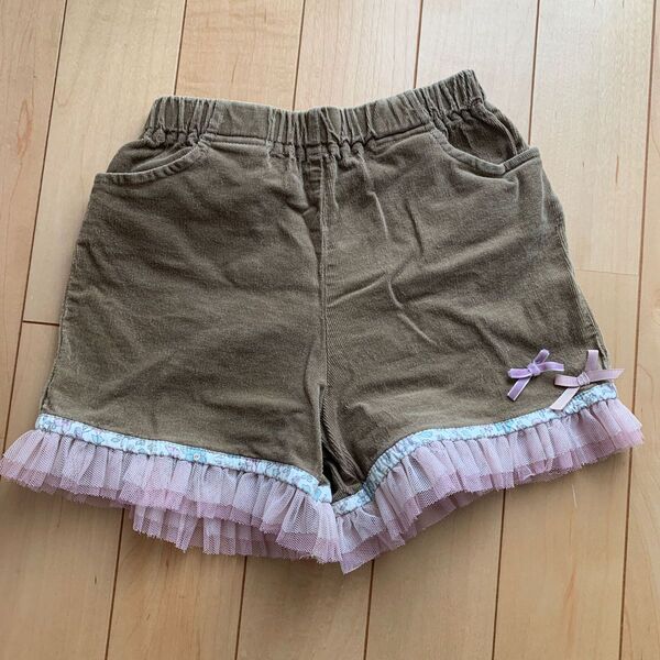 パンパンチュチュ ショートパンツ 110cm コーデュロイ チュール パンツ 女の子