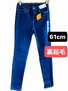 新品未使用　裏起毛　ストレッチ　スキニーパンツ　レディースデニムパンツ DENIM 61 ブルー　暖かデニム インディゴ　タグ付き