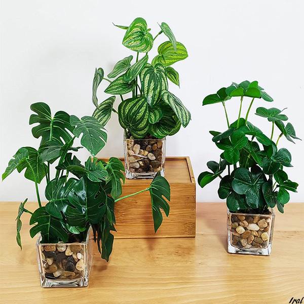 モンステラ クローバー スイカの葉 光触媒 フェイクグリーン フェイク 鉢植え 造花 人工観葉植物 観葉植物 卓上