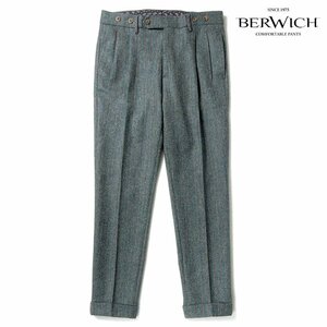 ◆【BERWICH(ベルウィッチ)/秋冬/ウールツイードヘリンボーン2プリーツテーパードパンツ(BARBER AM1370)】[brw2360641-46]