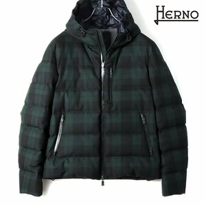 ◆【HERNO(ヘルノ)/秋冬/防水防風透湿ウールブラックウォッチ柄ファブリックボンバーダウンジャケット(PI198UL/Laminar)】[hrn2360151-50]