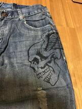  AFFLICTION アフリクション　(苦悩)　MADE IN　USA W30 新品　(髑髏）_画像2