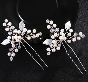 [ new goods ] hair accessory hairpin pearl leaf 2 pcs set 