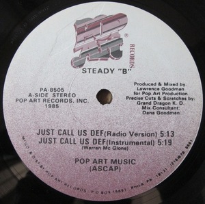 STEADY B - JUST CALL US DEF / FLY SHANTE US盤12インチ (US / POP ART RECORDS / 1985年) (ROXANE SHANTE)