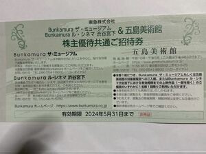ルシネマ渋谷宮下/ザ・ミュージアム/五島美術館共通株主優待優待券です．2024/5/31日迄有効です。４枚あります．価格は一枚当たりです．