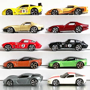 1/64 ホットウィール #5 シボレー コルベット スティングレイ C2 C3 C6 ZR1 Hot Wheels Chevrolet Corvette Sting Ray 10台セット