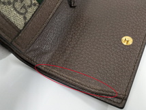 【中古】GUCCI 二つ折り財布 オフィディア GG ロゴ スプリーム シェリーライン PVC レザー ベージュ ブラウン 598662_画像7