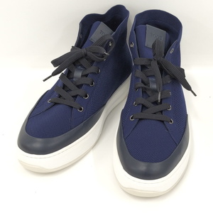 【中古】TODS ハイカット スニーカー ニット ネイビー 表記8 1/2