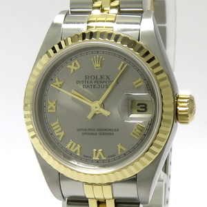 【中古】ROLEX デイトジャスト 自動巻き ローマ SS/YG シルバー文字盤 Y番 79173