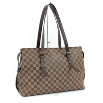 【中古】LOUIS VUITTON チェルシー ショルダーバッグ ダミエ レザー エベヌ ブラウン N51119_画像1