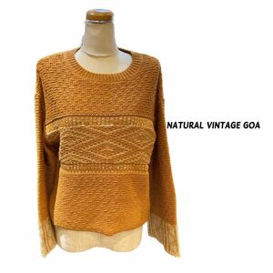 【NATURAL VINTAGE GOA】 ニットセーター　プルオーバーニット　ショート丈ニット　ネイティブ柄