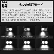 最新版 アルミ製 自転車ライト 6つの照明モード1600ルーメン1200mAh大容量USB充電 電池残量表示360度角度調整 自転車用ライト ヘッドライト_画像6