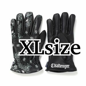 チャレンジャー　バンダナ　レザーグローブ/CHALLENGER BLACK XL