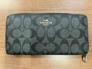 正規品 COACH コーチ 長財布 C4452 オールラウンド シグネチャー×ブラック ロゴ