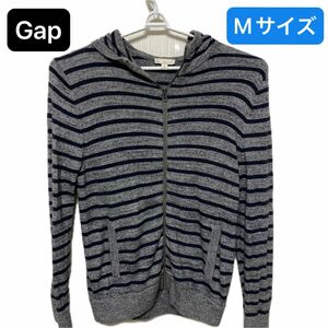 Gap ジップアップパーカー ボーダー柄 Mサイズ