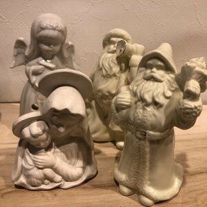  Santa Claus Mali a image Christmas Xmas fancy ceramics together set white porcelain Showa Retro candle holder control number 001