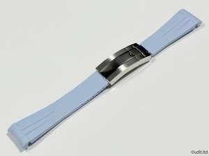 ラグ幅:20mm ハイグレード ラバーベルト ライトブルー 腕時計ベルト【ロレックス ROLEX 対応 サブマリーナ GMTマスター デイトナ等に】