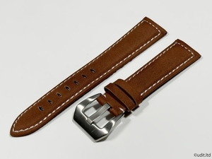ラグ幅：20mm レザーベルト 腕時計ベルト アースカラー ブラウン系 ハンドメイド レザーバンド ヘキサゴン尾錠付き LB106