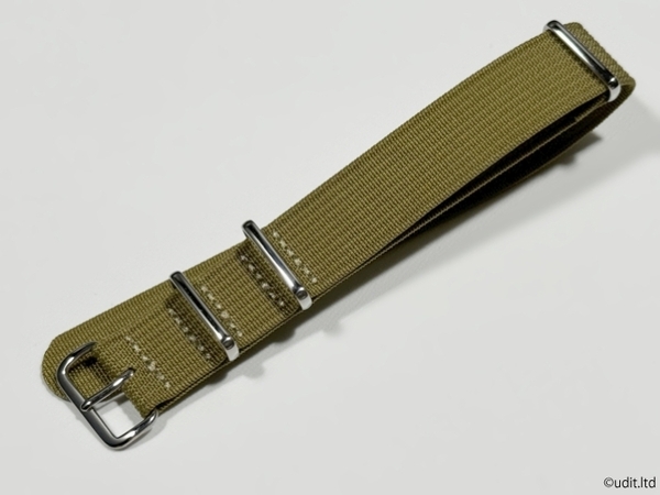 ラグ幅：20mm リブ編み 高品質 NATO ストラップ カラー：カーキ 腕時計ベルト ナイロン 時計用バンド ファブリック rib