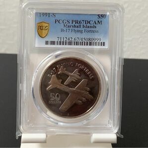 a216 1991年　マーシャル諸島　50ドル銀貨　B-17 flying fortress PCGS PR67DCAM