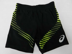 男女兼用！■asics/アシックス製！【★ブラック＆グリーン模様！】スパッツ・レーシングパンツ！/140サイズ