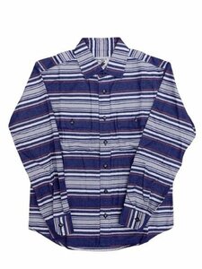 アンドファミリー ボーダー L/Sシャツ サイズ38/M ブルー ボーダー 長袖シャツ ANDFAMILY 中古品 [B127U264]