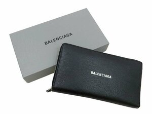 バレンシアガ ラウンドファスナー ラウンドジップ 長財布 ウォレット レザー ブラック BALENCIAGA 箱付き 中古品 [B169U229]