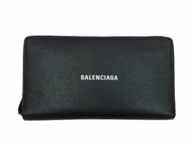 バレンシアガ ラウンドファスナー ラウンドジップ 長財布 ウォレット レザー ブラック BALENCIAGA 箱付き 中古品 [B169U229]_画像2