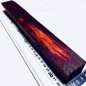 8000円スタート★ 老紅木 ★★★ 極上杢 323mm 長材 ★『神の木金星』希少材最高峰 絶滅種保護材 Red sanders 紅酸枝 ハンドル 箸 万年筆