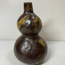 瓢箪 ひょうたん 焼物 一輪挿し 花瓶 花びん 花器 花入 壺 美術品 置物 和風 飾り インテリア オブジェ レトロ 中古_画像3