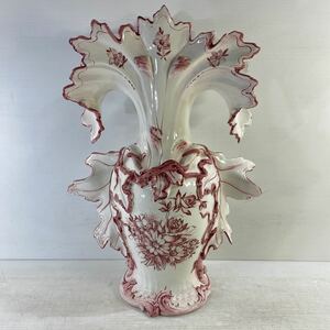 欠けあり Demain ドマン ITALY 西洋 陶器 花瓶 花びん 花器 花入 美術品 置物 飾り インテリア オブジェ レトロ 花柄 高さ約51cm 中古