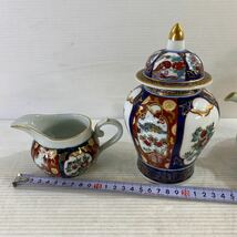 有田焼 伊万里焼 ゴールド伊万里 GOLD IMARI Hand Painted 手描き ティーポット シュガーポット クリーマー ティーセット 茶器 金彩 陶器 _画像2